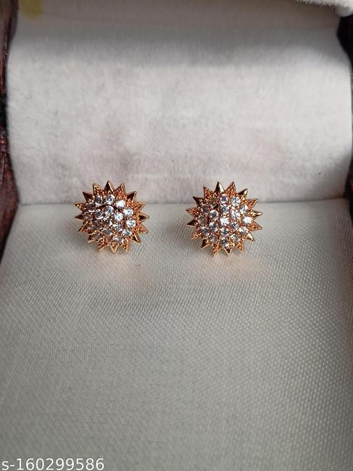 New Rose Gold Plated Diamond Earrings & Studs