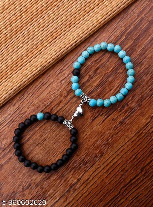 2Pcs/Set Beads Bracelet For Lovers Natural Stone Heart Magnet Couple Bracelets Friendship Jewelry