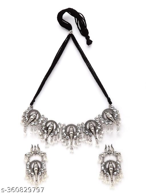 Tribal-Elegance:-Latest-Stylish-Fancy-Oxidized-Silver-Choker-Necklace-Set-for-Women
