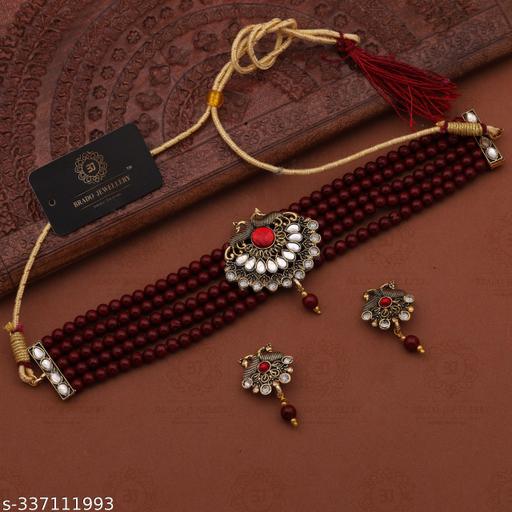 Anshra-Jewel-Latest-Gold-Platted-Jewellery-Necklace-Set-in-Maroon-Colour-With-Earring-for-Women-And-Girls