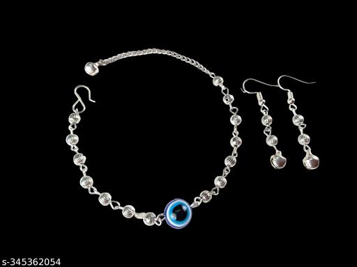 Oxidised silver plated evil eye bracelete for women and girl