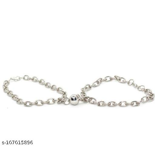 Silver Plated Magnet Heart Bracelet Valentine Gift Combo of 2