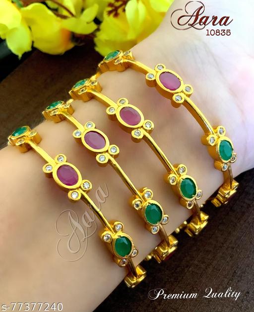 Aara Premium CZ matt bangle set - total 4 bangles