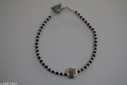 Elephant charms Anklets - with blk crystal