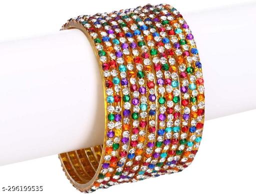 Traditional Fancy Design Glass Bangles Combo Set - ARH1