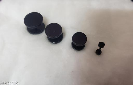 S.S Jewels Premium Quality Dumbbell Ear Studs Unisex Pack of 4