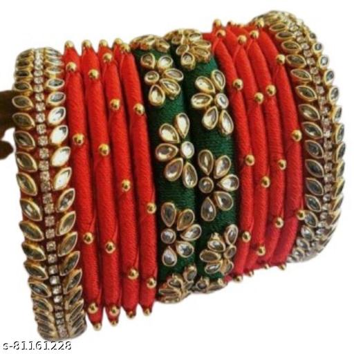 Nidhi Silk Thread Multicolor Kundan Bangles Bracelet & Bangles
