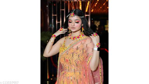 Artificial-Floral-Jewelry-Set-For-Women-&-Girls,-Flower-Jewelry-Set-for-Wedding,-Engagement,-Bride,-Haldi-Ceremony,-Baby-Shower-and-other-traditional-Occassions