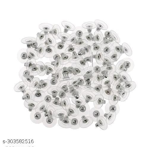 Harsh Art & Craft Earring Silver Metal Stopper Lock (pech) 100 pcs