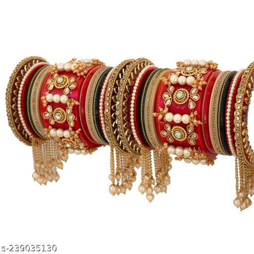 Nc Navarang Traditional Gold Plated Chuda Bangle Set for Girl And Women