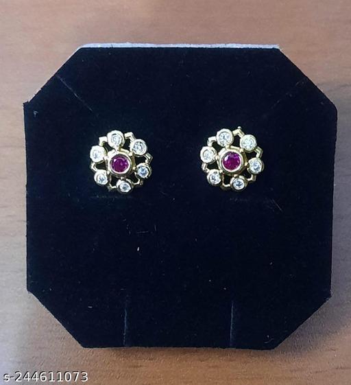 Gold Plated Ruby AD Stone Earring For Women and Girls