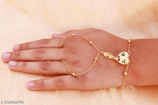 Women Gold Plated Meenakari Haathphool Bracelet (Pack Of 1)