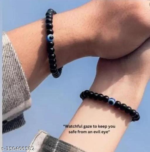 ARTIFICIAL TREE Handmade Nazariya Evil Eye Charms Stone Bracelet Stretchable Adjustable| Nazar Battu | for Women, Men, Girls & Boys 2 Piece(AT GIRLS BRCT 050)