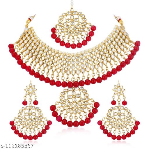 Jewellery-set-red-colour-and-kundan-white