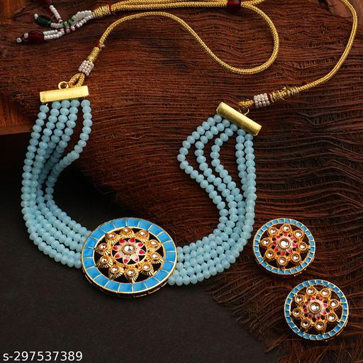 Steorra-jewels-Ethnic-Crystal-Kundan-Choker-Necklace-Jewellery-Necklace-Set-For-Women-&-Girls(choker-necklace-women)