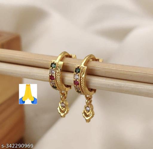 High Quality Gold Plated American Diamond Tops Earings Studds Bali