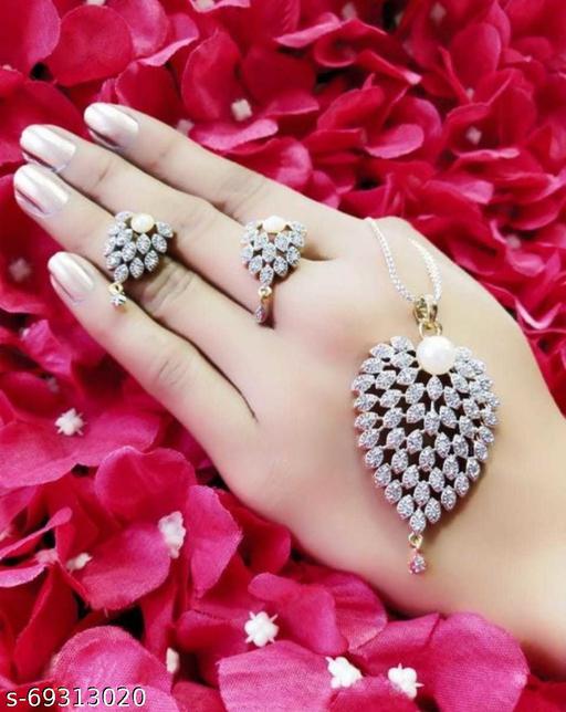 Om-online-american-Diamond-stylish/designer-necklace-with-chain-&-Earrings