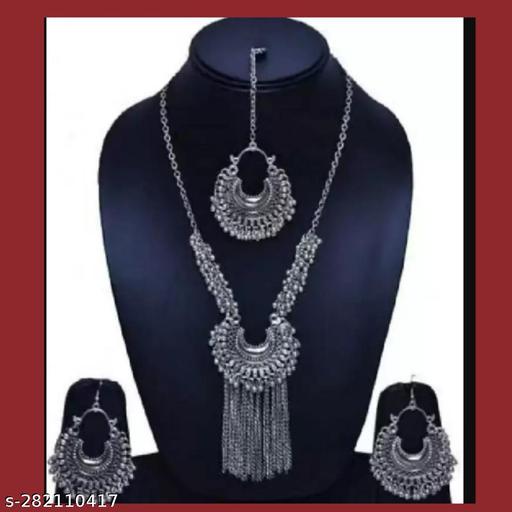"Discover Unique Silver Oxidized Jewelry:, Necklaces, Earrings, - High-Quality, Durable, and Edgy Pieces for Women" oxidized jewellery set