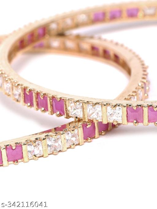 YouBella Bangles for Women Stylish Traditional Casual Party Ruby American Diamond Bangles for Women and Girls