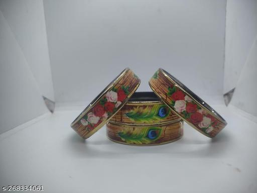 Roses & Peacock Feather Fancy KADA ( set of 4)