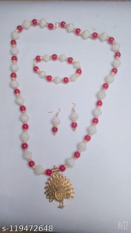 Red-and-white-pearl-necklace-with-earring-and-braclet