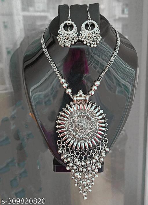 Alloy-Based-Long-Necklace-Set-with-earring