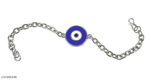Utkarsh (Set Of 2 Pcs) Trending Adjustable Stylish Metal Stainless Steel Round Shape Evil Eye Nazar Suraksha Kavach Wrist Band Cuff Chain Bracelets For Men's And Women's Gift Jewellery Set