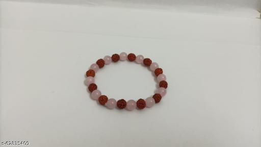 Original Rose quartz crystal and Rudraksha Bracelet