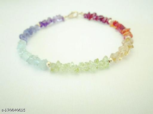 7 Chakra with Clear Quartz Chip Bracelet