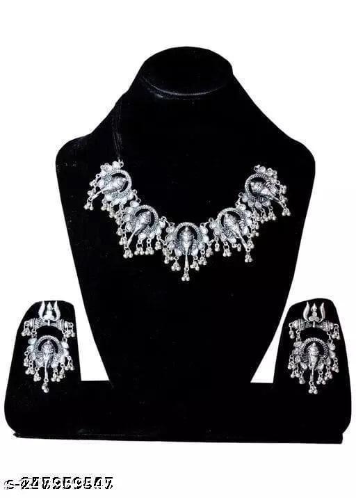 lord-ganesha-oxidised-silver-jewllery-with-earring