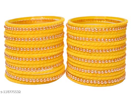 RADHE YELLOW VELVET SET (PACK OF 36) DULHAN TRADERS BANGLES