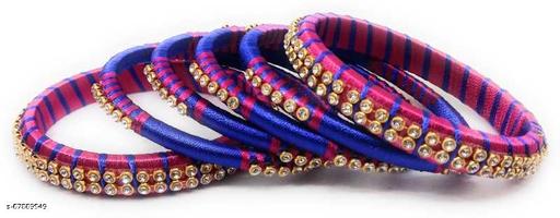 akdant bangles collections silk dori purple pink thread set of 6