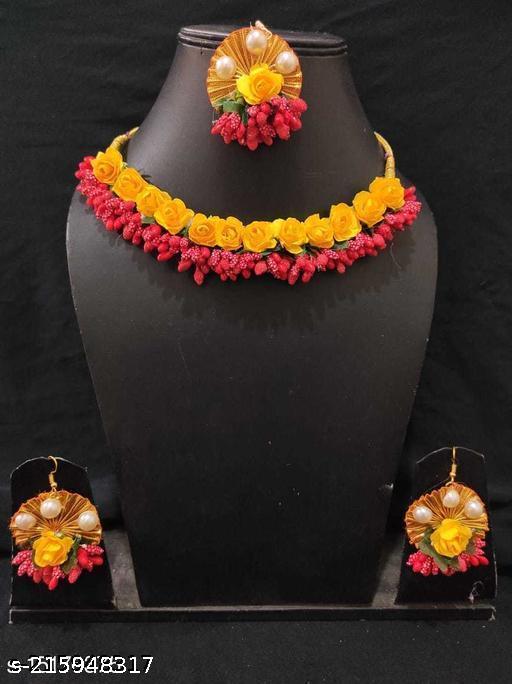 Shagun-Fashion-Jewellery-Set-Flower-Earring-and-Maang-Tikka-Jewellery-Set-for-Wedding-|-Baby-Shower-|-Haldi