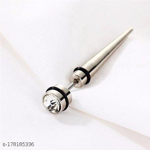 Woofh Piercing Stainless Steel Silver Metal Stud Earrings 1 PAIR