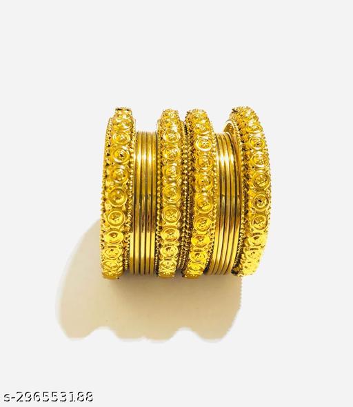 ZONA Traditionl Gold Plated Fancy Bangles Set