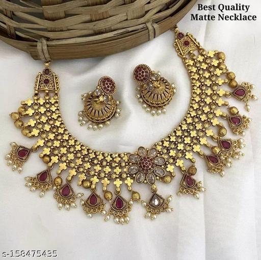 Shilpa-creation's-Jewellery-Sets-II-Gold-Plated-Wedding-Jewellery-Pearl-Choker-Necklace-Set-For-Women-II-||-Round-Shape-Necklace-||-Simple-And-Lightweight-||-Jewellery-Set-For-Women-II-Traditional-Handmade-Jewellry-Set-II-Gift-For-Diwali-Festivals-II