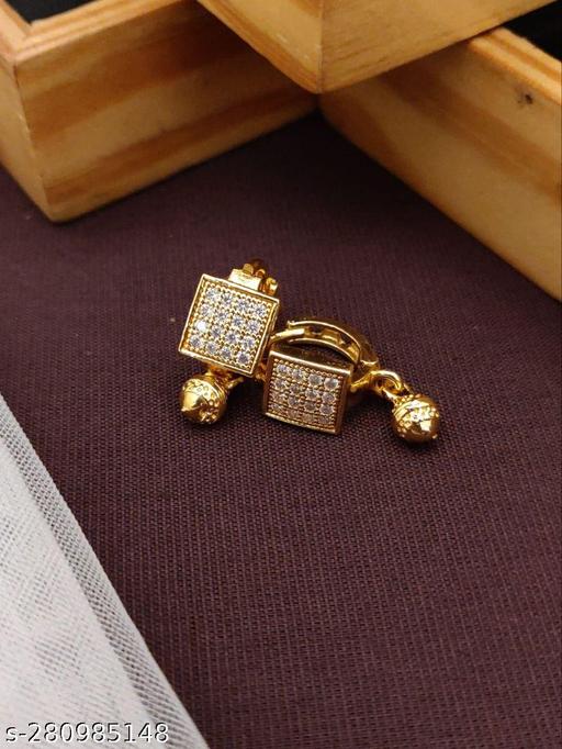 ILGold Plated Small American Diamond (AD) Bali Earring For Womens/Girls/Ladies Wear