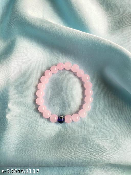 pink milky stone with evil eye bracelet negative energy for girls boys men women