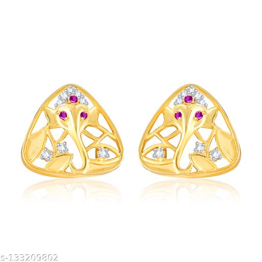 sk Jewels ganpati earring tops for women Cubic Zirconia Brass Stud Earring