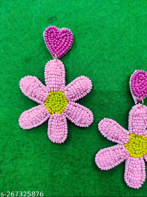 Handmade-Pink-Flower-design-Earring