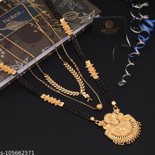 Brado-Jewellery-Combo-of-3-Traditional-Gold-Plated-30-Inch-and-18-Inch-Daily-Wear-Mangalsutra-Tanmaniya-for-Women-and-Girls