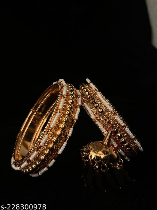 Valentine's Exclusive Sterling Rose Gold Plated Stylish Fashionable Bangles With Jhumka