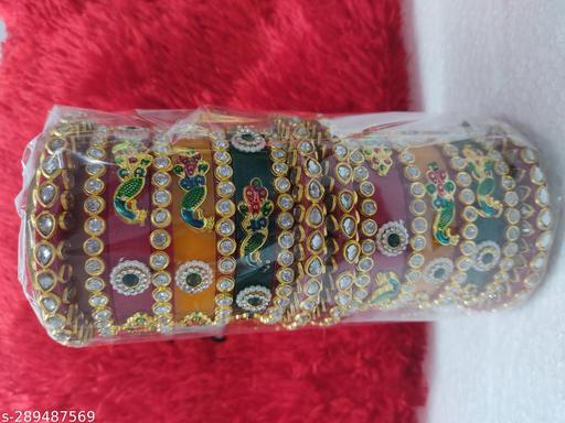 NEW TREND TRADITIONAL HANDMADE UNIQUE PATTERN BANGLE SET/RAJWADI BRIDAL/BRIDAL CHUDA SET FOR GIRLS/ WOMEN