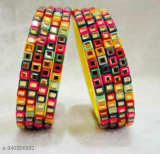 SHREE KHATU Beautiful Kundan Studded Bangles Multi Color For Women And Girls ( Pack Of 8 Bangles )