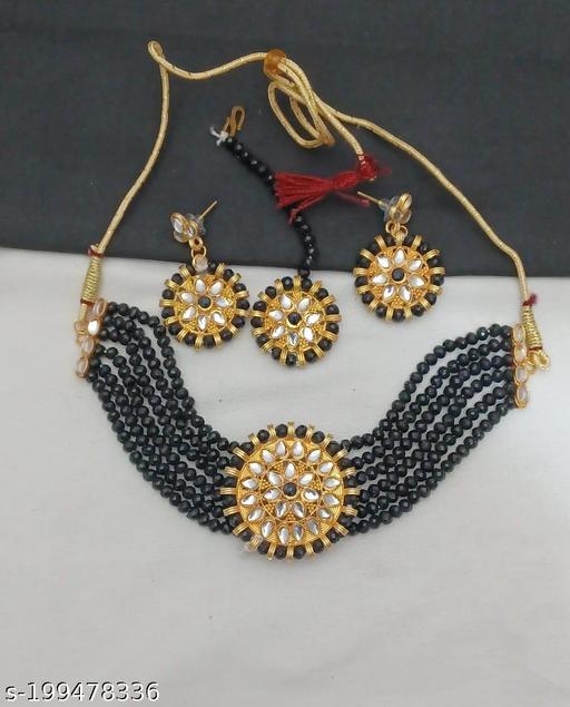 Trandy-Shimmering-Women-Jewellary-Set-Choker-With-Earring,-Tiko