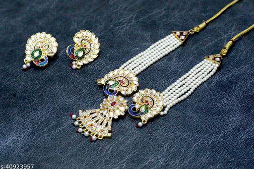 VAANI-Gold-Tone-Floral-Design-Choker-Necklace-Set-For-Women