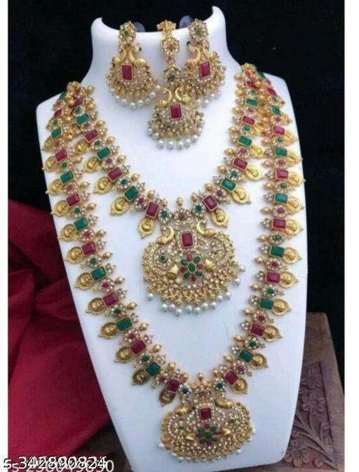 JAY-GOGA-AART-Traditional-Gold-Plated-Goddess-pendant-Matte-Finish-Dashavataram-Mugappu-Maharani-Haar-South-Indian-Bridal-Temple-Wedding-Latest-Necklace-set-with-Earrings-for-Women