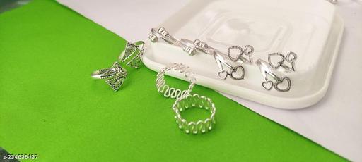 Oxidized silver beautiful toe ring for women and girls 4 pair combo