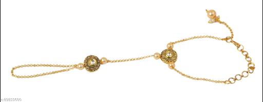 Payal Jewellers Gold Plated Kundan Ring Bracelet | Hath Panja | Adjustable Hath phool Bracelet with Ring for Girls & Women