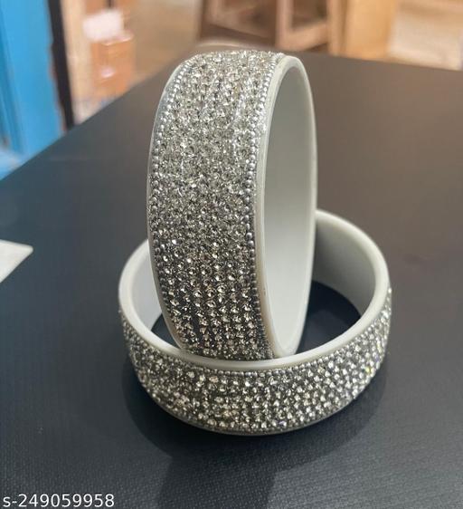 Silver Plated White Stone Kada for girls and women's